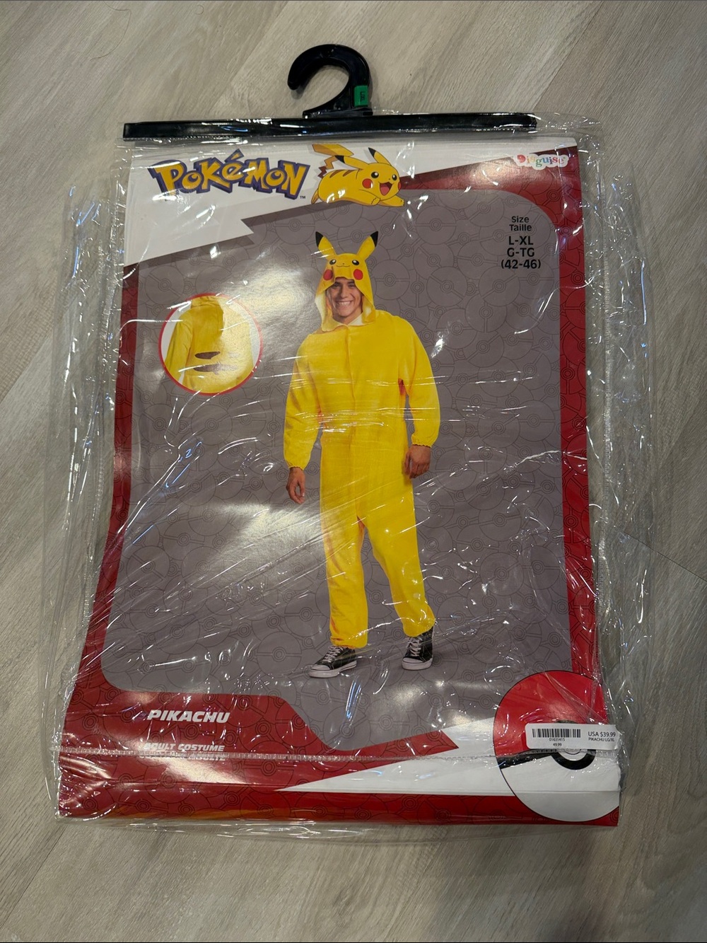 Pikachu Yellow Adult L-XL Costume Hoodie Jumpsuit Onesie